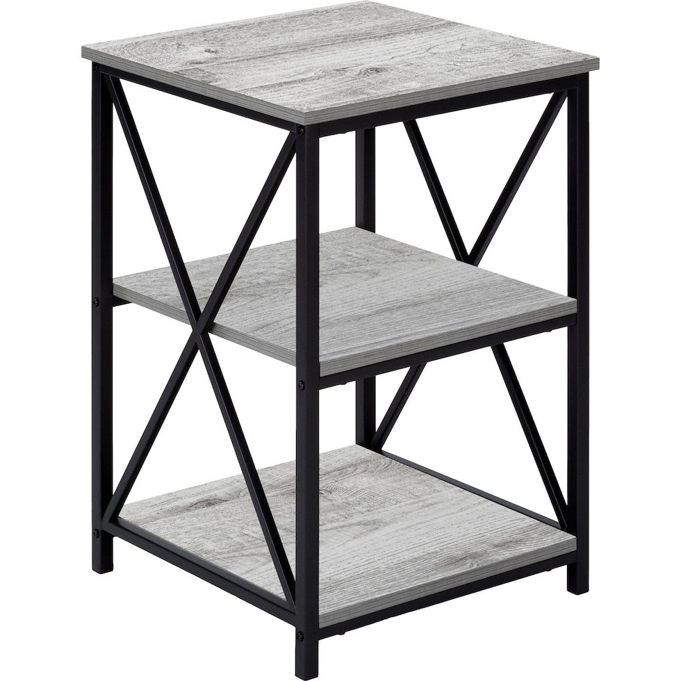 erma gray black end table   