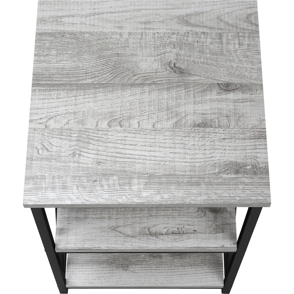 erma gray black end table   