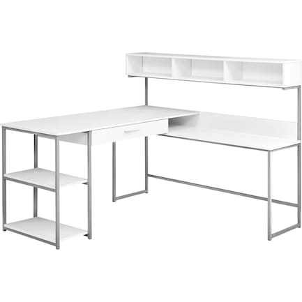 Estella L-Shaped Desk - White/Gray