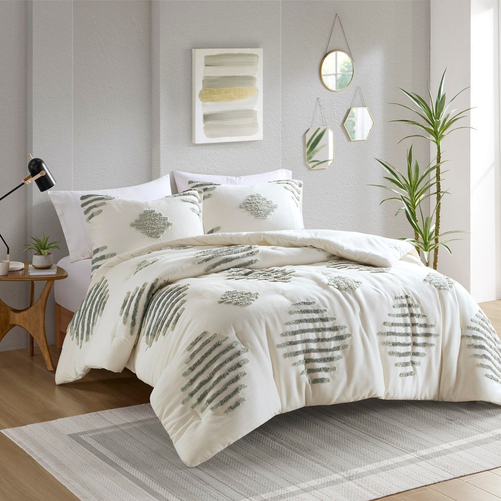 estrella green full queen bedding set   
