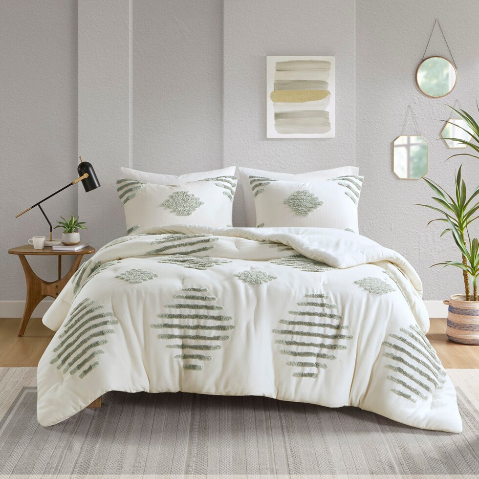 estrella green full queen bedding set   