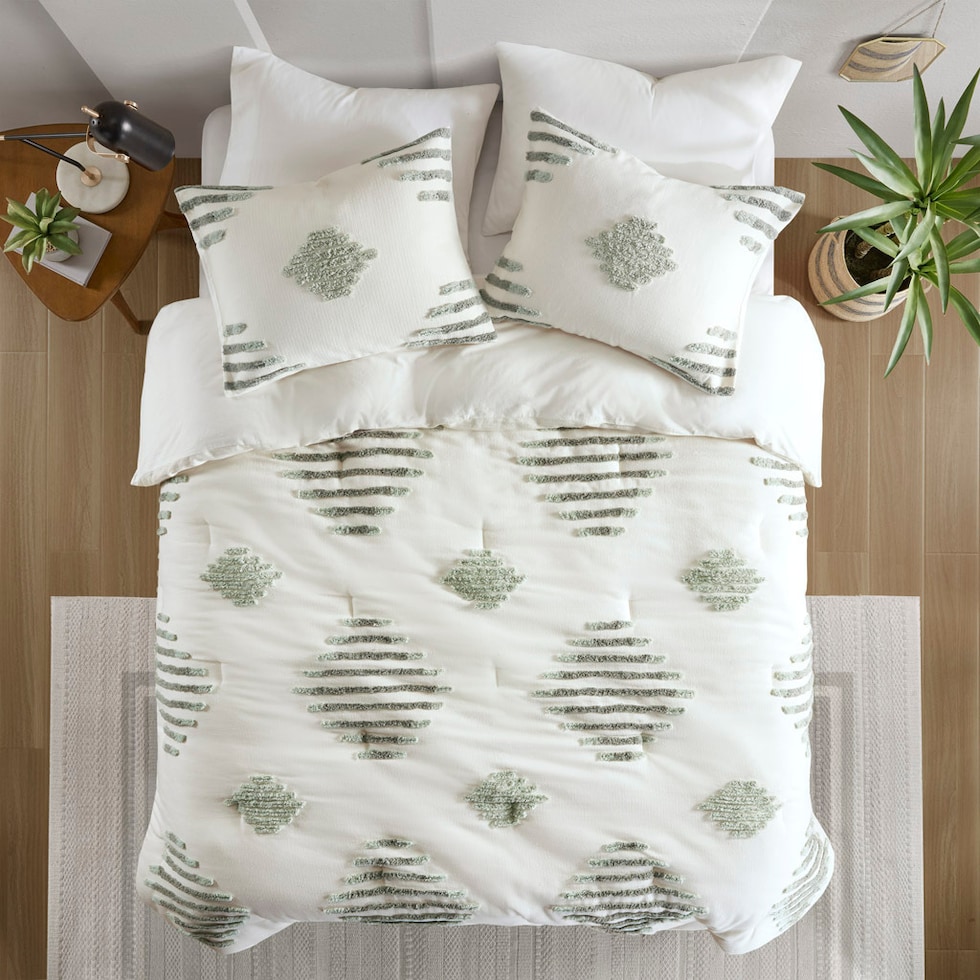 estrella green full queen bedding set   