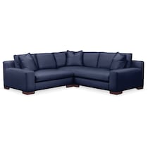 ethan blue  pc sectional with left facing loveseat   