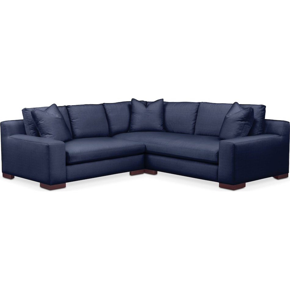 ethan blue  pc sectional with left facing loveseat   