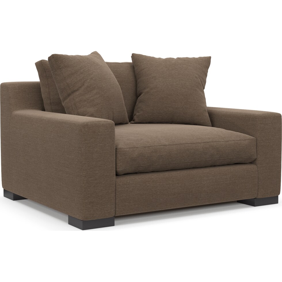 ethan dark brown chair and a half   