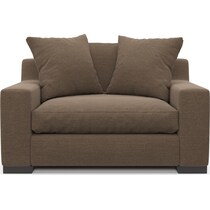 ethan dark brown chair and a half   