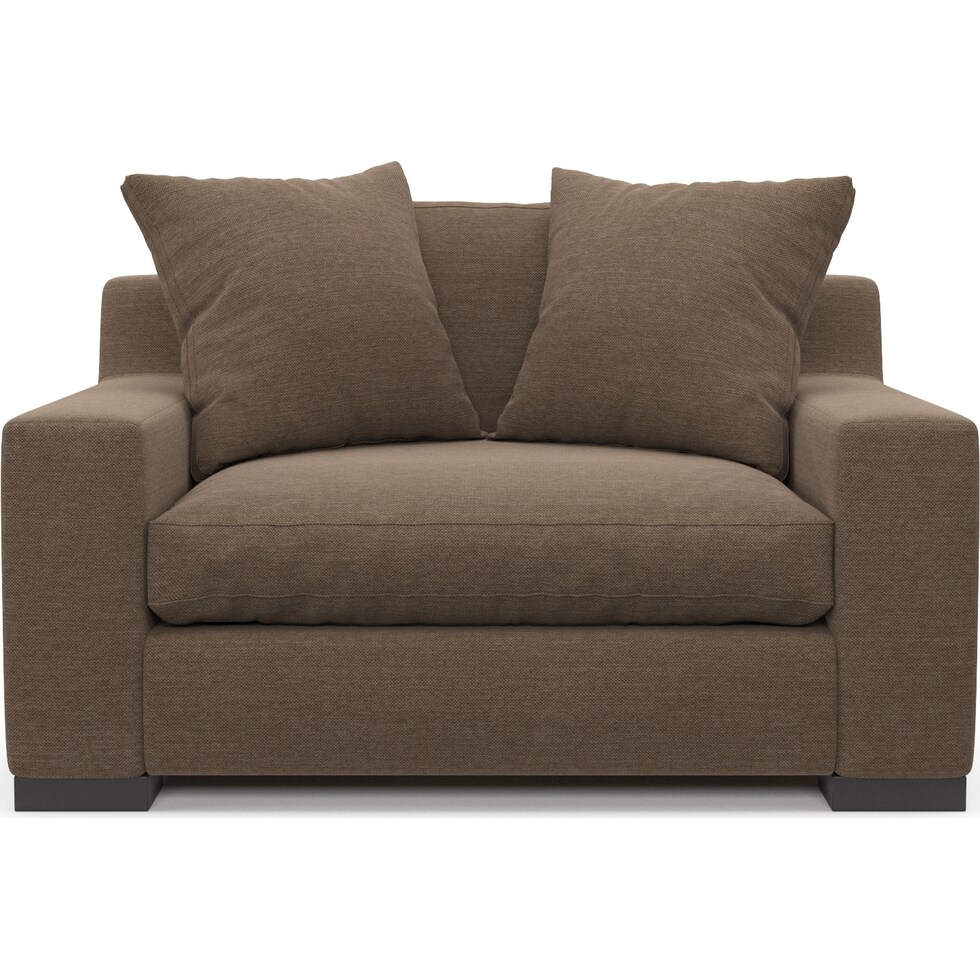 ethan dark brown chair and a half   