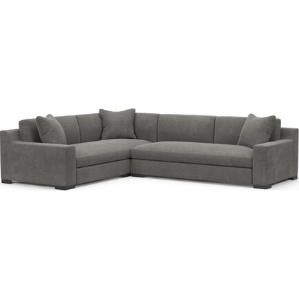 Ethan Hybrid Comfort 2-Piece Large Sectional with Right-Facing Sofa - Living Large Charcoal