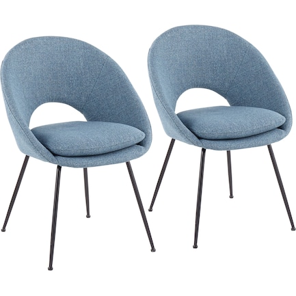 Ethel Set of 2 Dining Chairs - Black/Blue