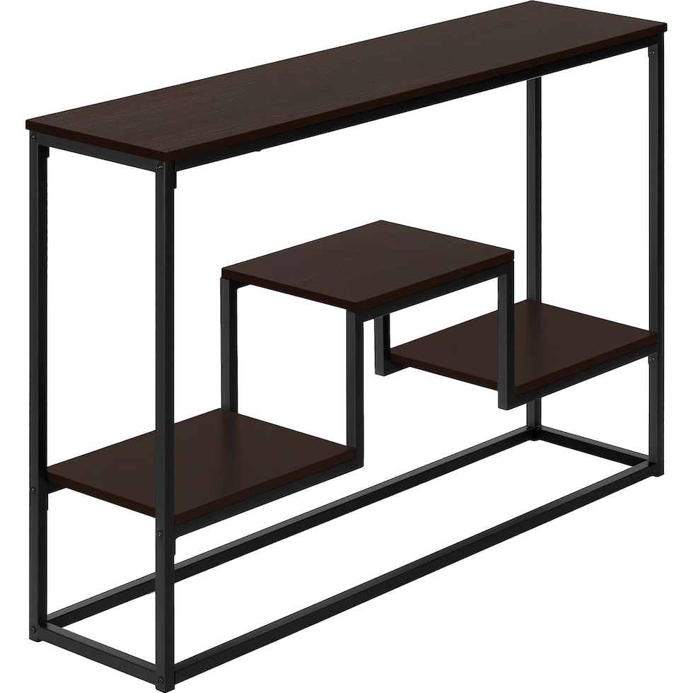 etta brown black console table   