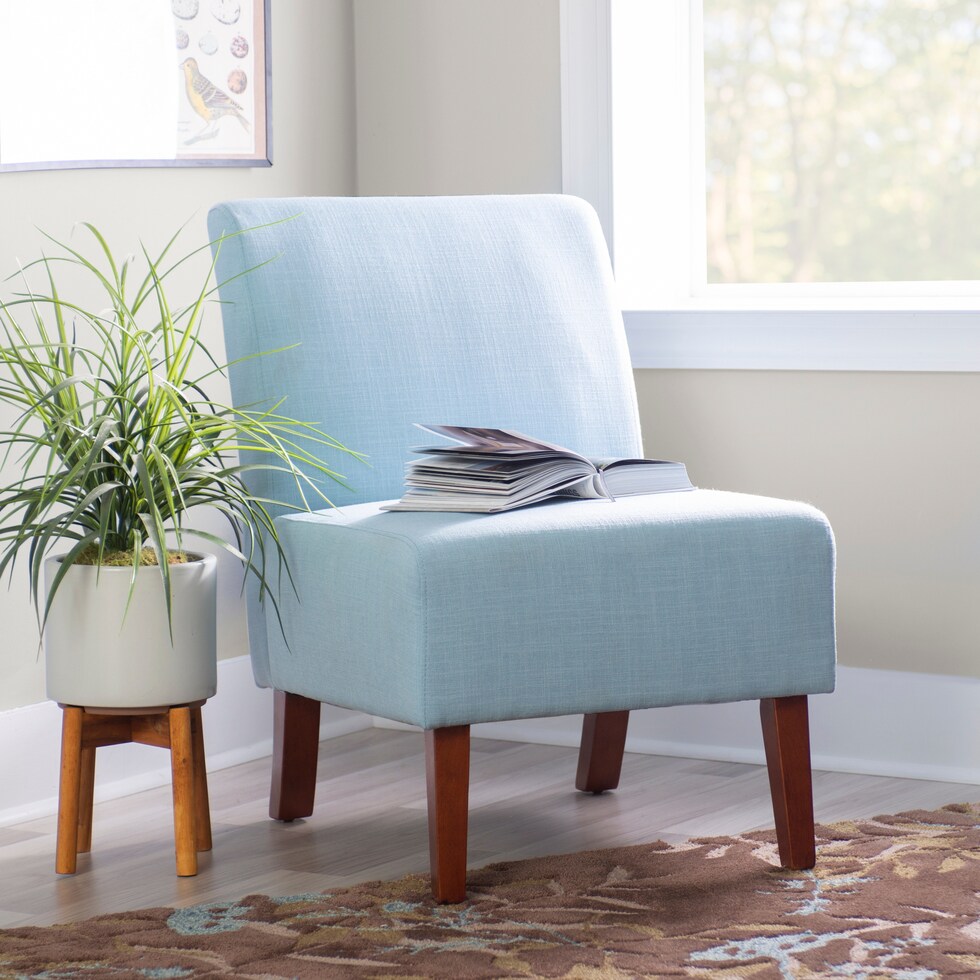 evangeline blue accent chair   