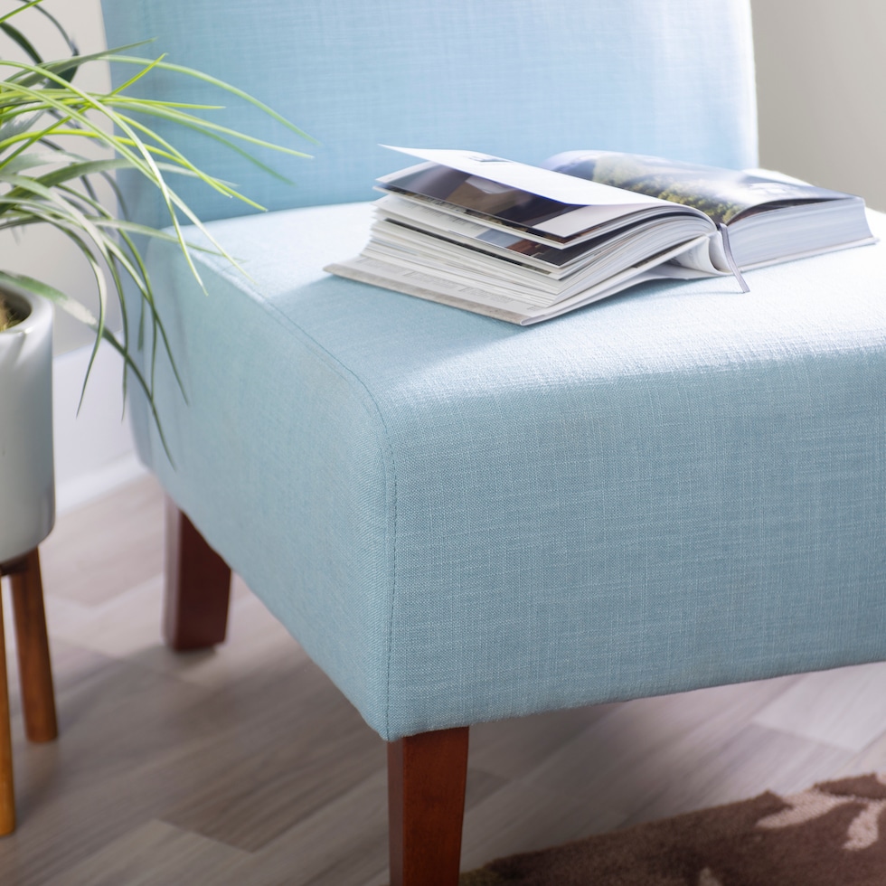 evangeline blue accent chair   