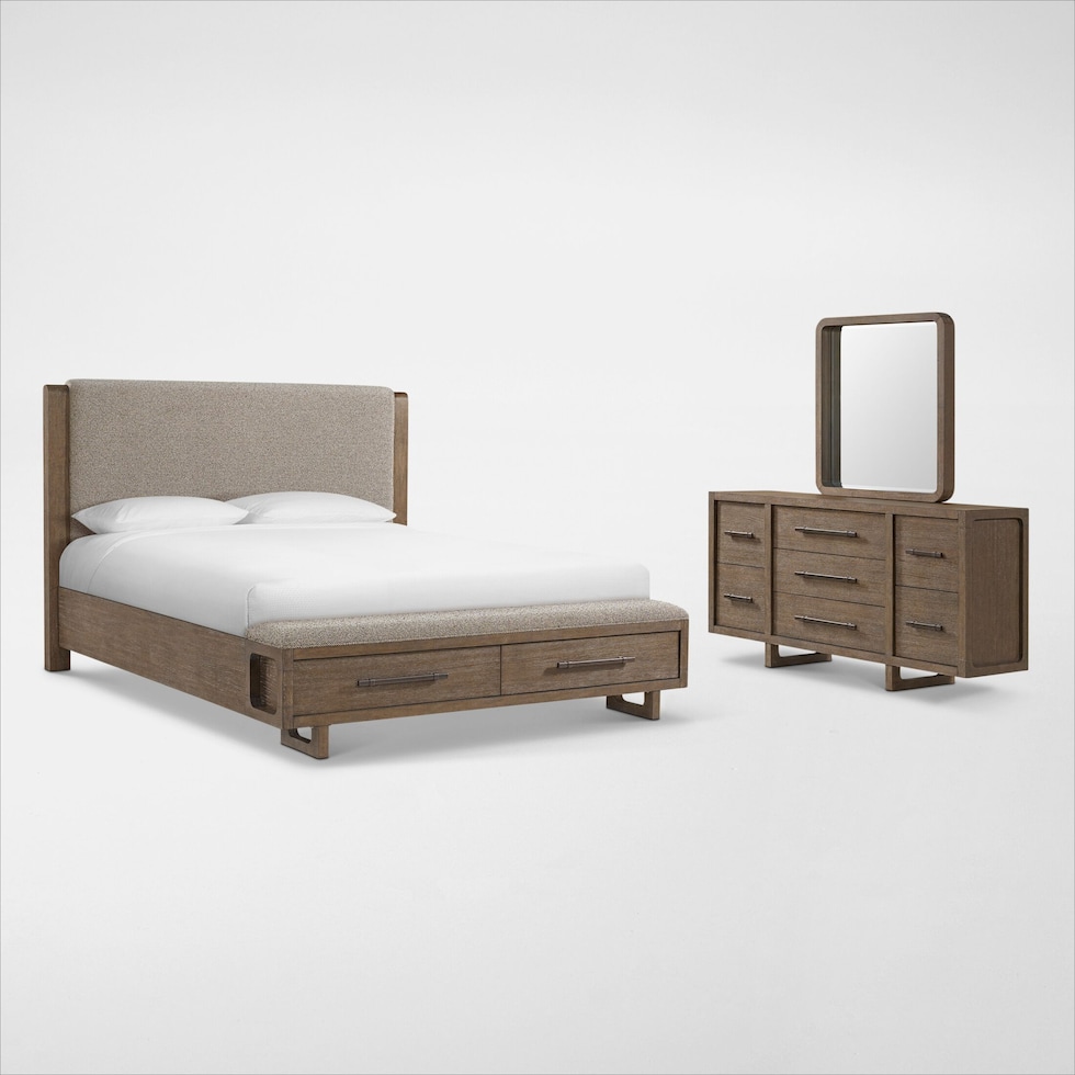 evans light brown  pc king bedroom   