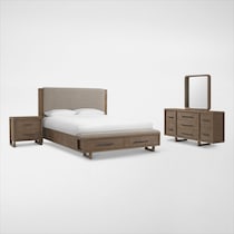 evans light brown  pc king bedroom   