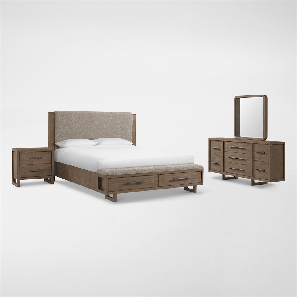 evans light brown  pc king bedroom   