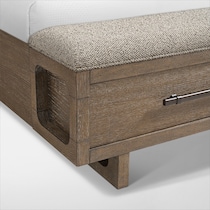 evans light brown queen bed   