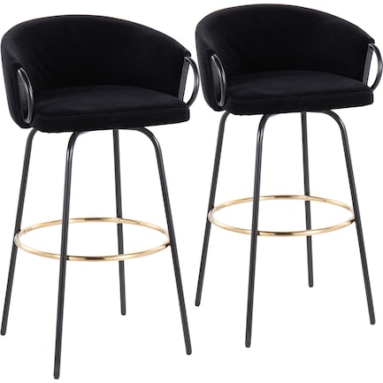 Eve Set of 2 Counter-Height Stools - Black/Black