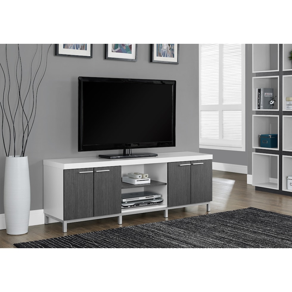 evelyn white gray tv stand   