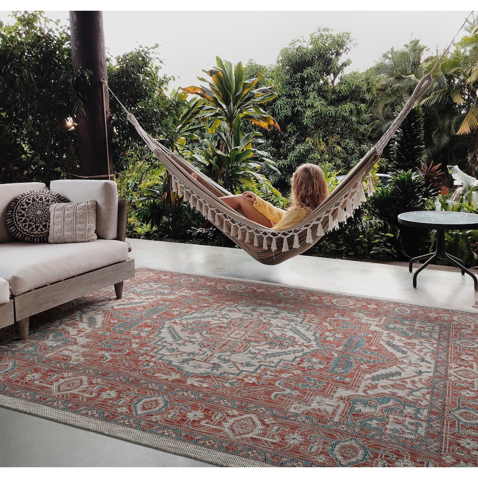 evora red outdoor area rug   