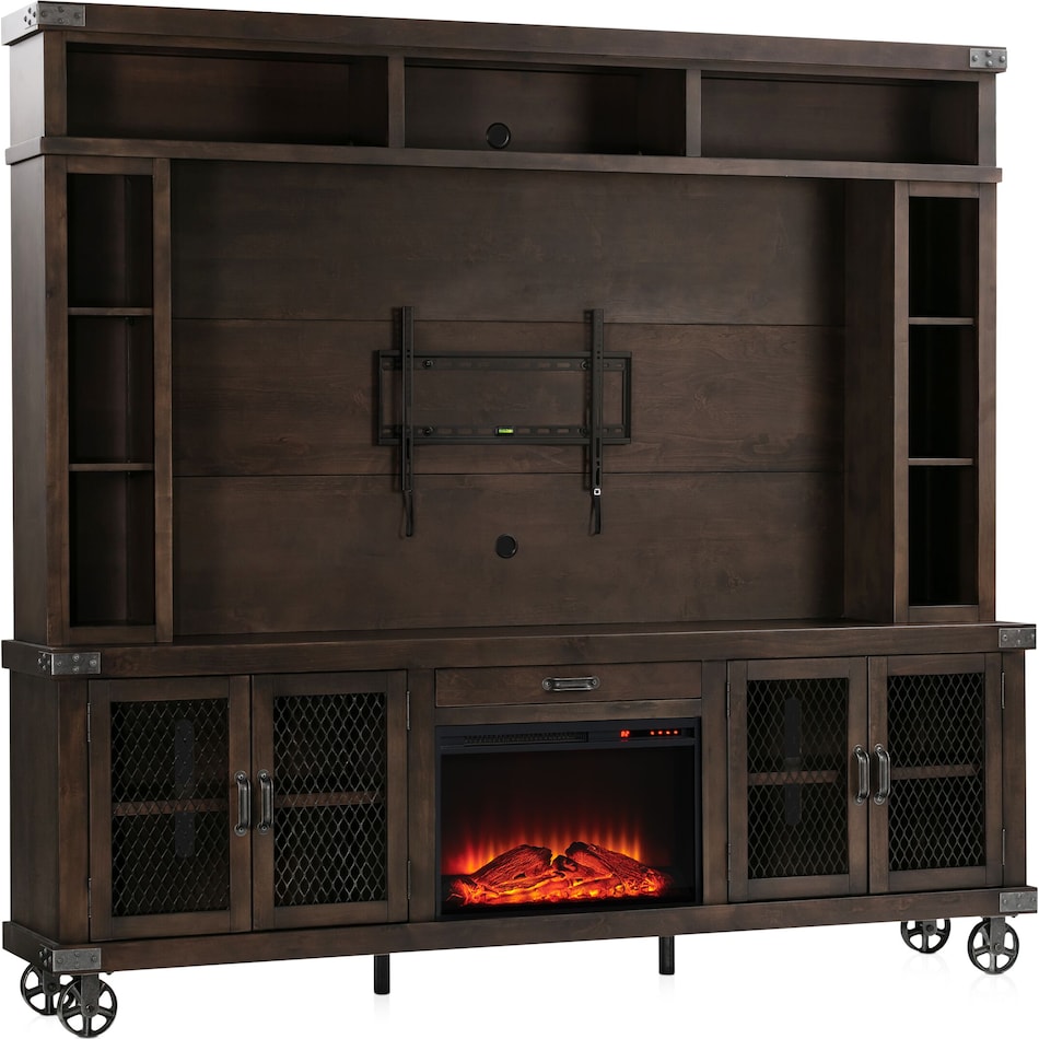 fairmont dark brown entertainment wall unit   