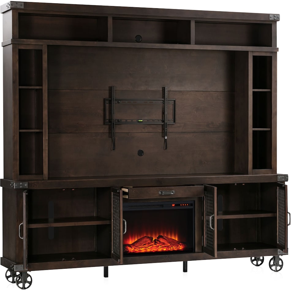 fairmont dark brown entertainment wall unit   