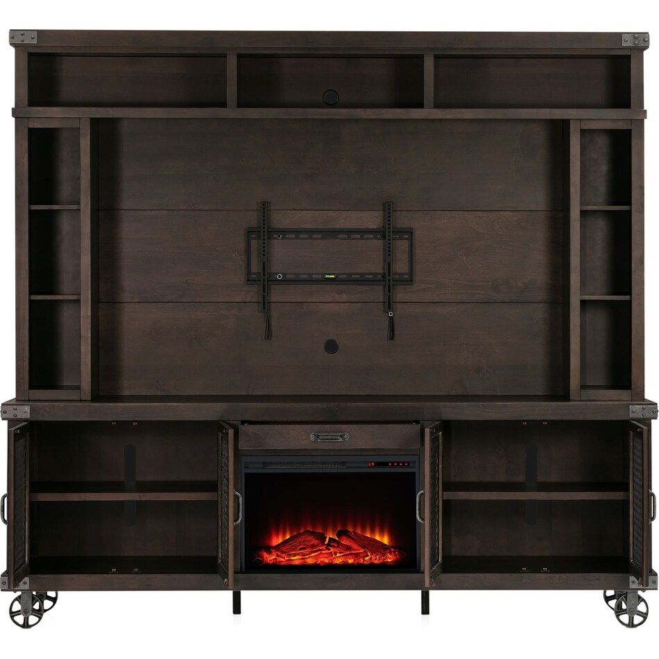 fairmont dark brown entertainment wall unit   