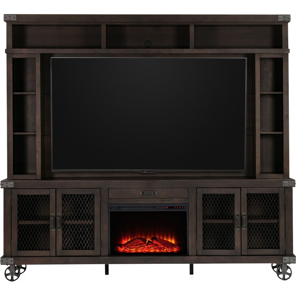 fairmont dark brown entertainment wall unit   