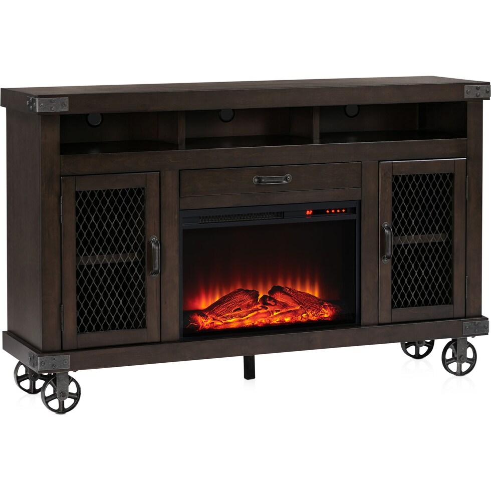 fairmont dark brown fireplace tv stand   