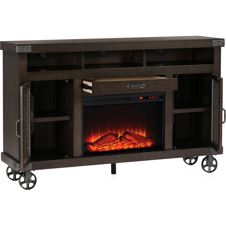 fairmont dark brown fireplace tv stand   