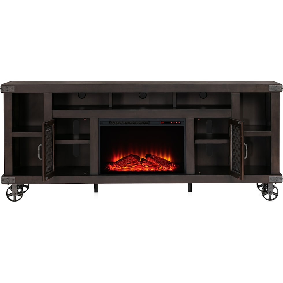 fairmont dark brown fireplace tv stand   