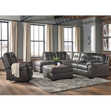 Signature Design by Ashley Fallston Sectional, Recliner, and Ottoman