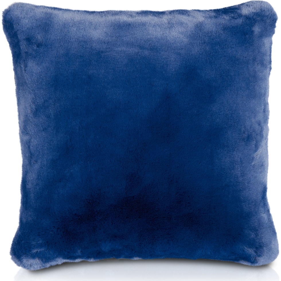 faux fur blue accent pillow   