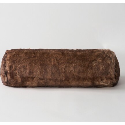 Faux Fur Bolster Pillow - Arctic Wolf