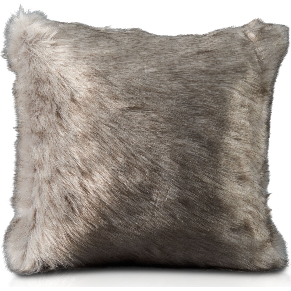 faux fur gray accent pillow   