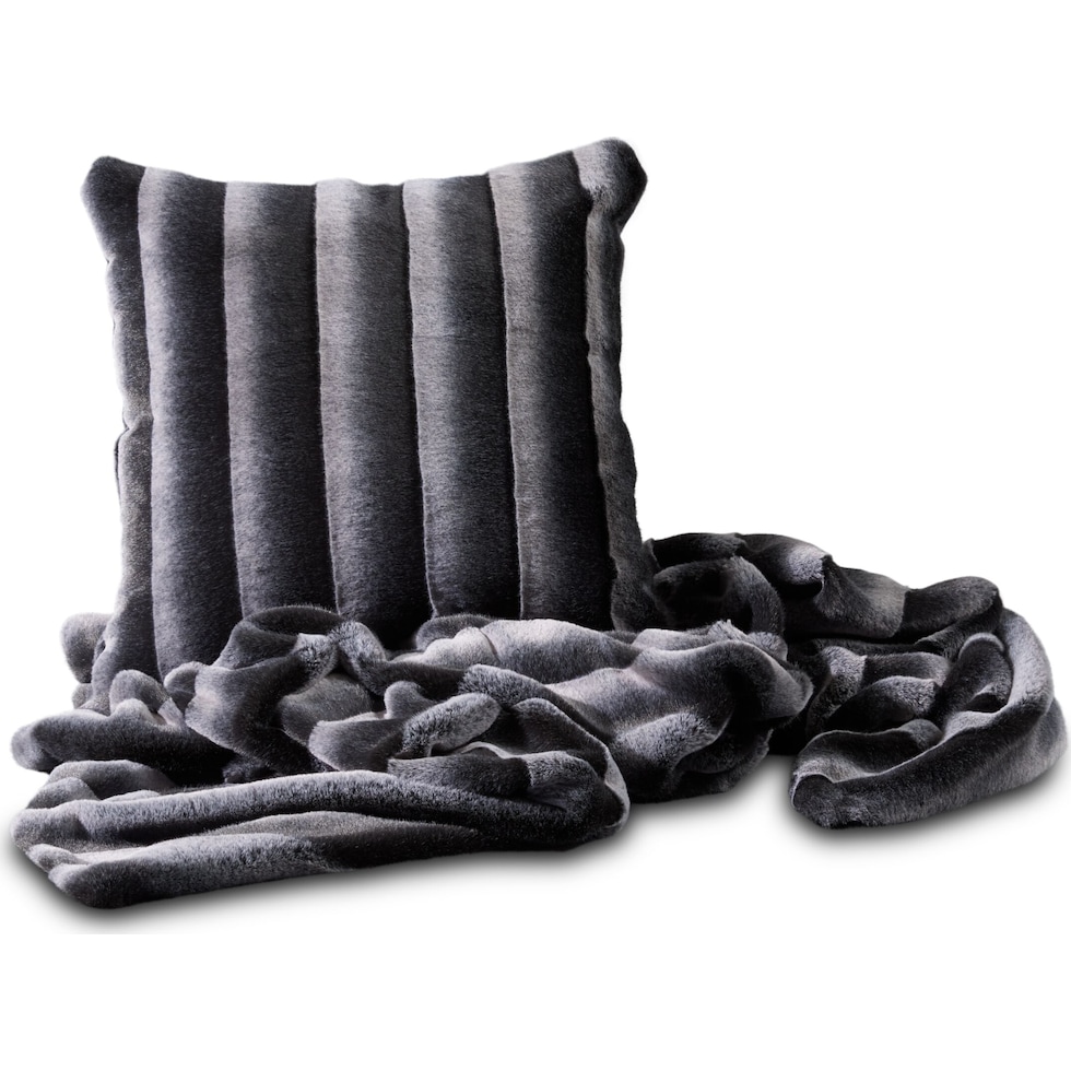 faux fur gray accent pillow   
