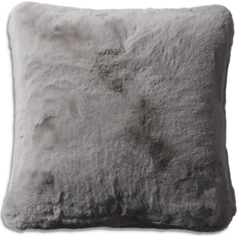 faux fur gray accent pillow   