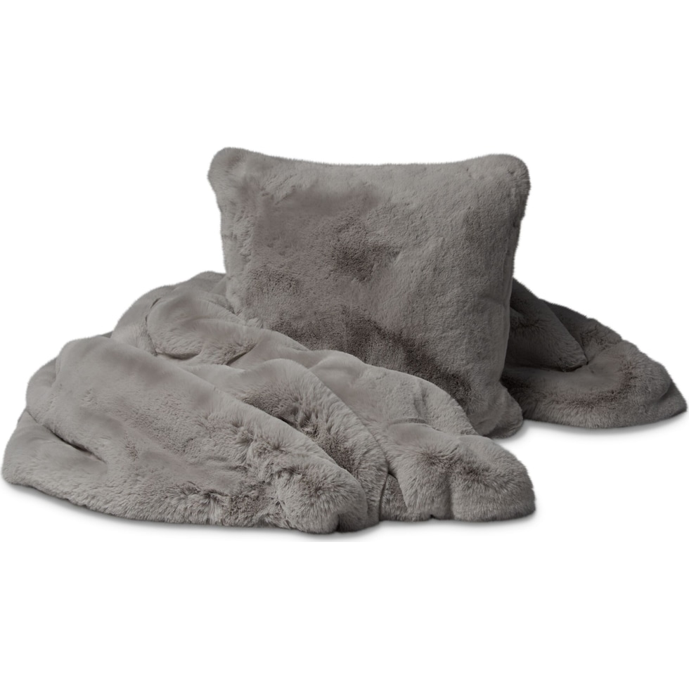 faux fur gray accent pillow   