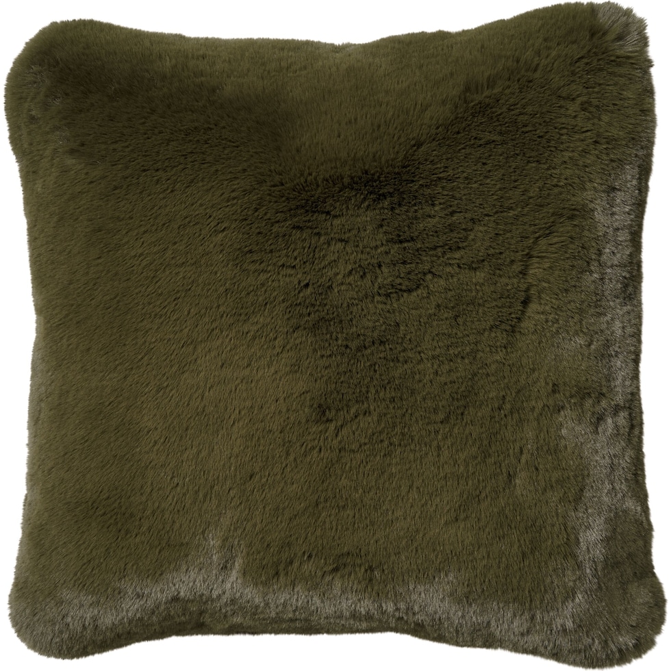 faux fur green accent pillow   