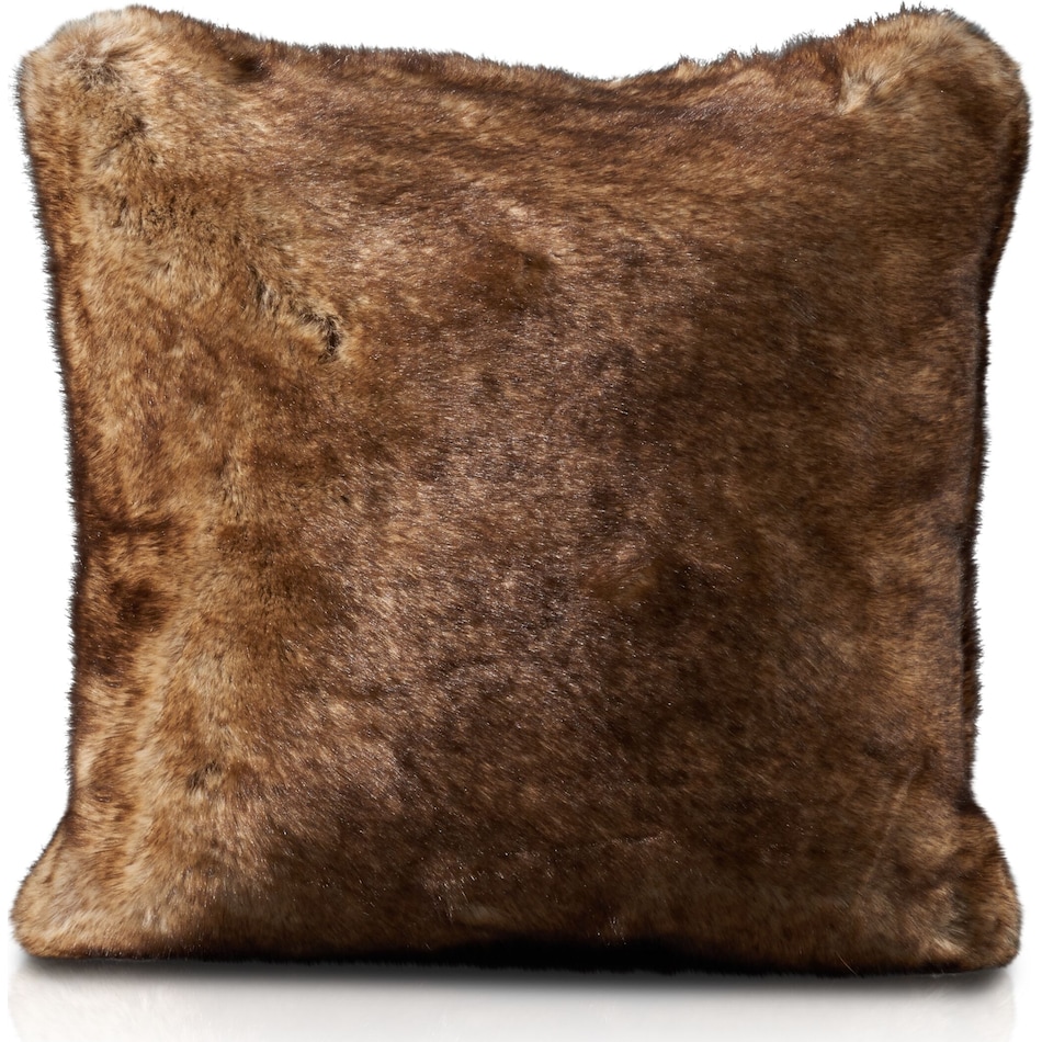 faux fur light brown accent pillow   