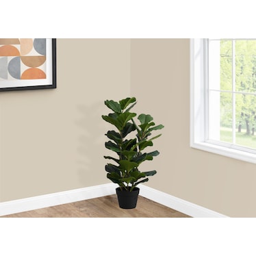 Faux Fiddle Leaf Fig Tree with Black Planter