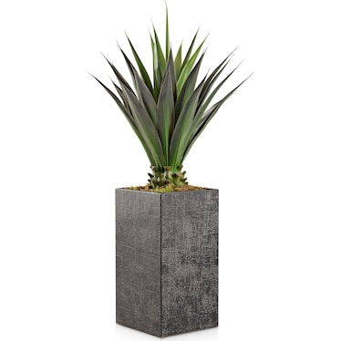 Faux 4.5' Jumbo Agave Plant with Black Sanibel Planter - Large