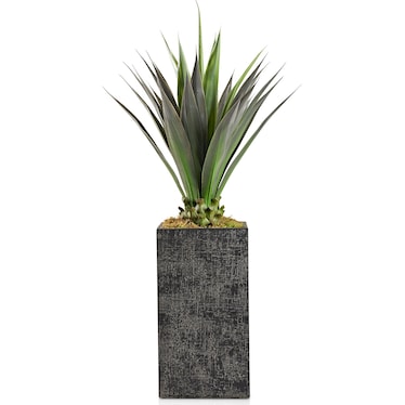 Faux 4.5' Jumbo Agave Plant with Black Sanibel Planter - Large