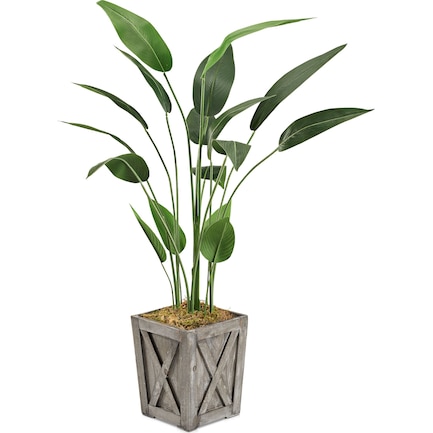 Faux 5' Travellers Palm Tree with Farmhouse Wood Planter - Small
