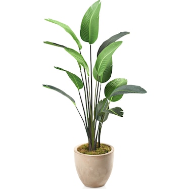 Faux 7' Travellers Palm Tree with Sandstone Planter - Medium