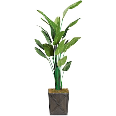 Faux 9' Travellers Palm Tree with Farmhouse Wood Planter - Large