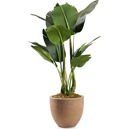 Faux 4' Bird of Paradise Plant with Sandstone Planter - Large