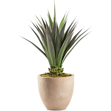 Faux Jumbo Agave Plant with Sandstone Planter - Large