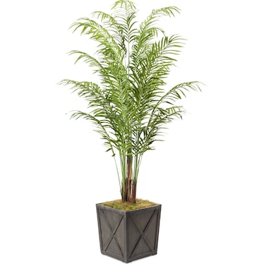 Faux 9' Areca Palm Plant with Farmhouse Wood Planter - Large