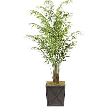 Faux 9' Areca Palm Plant with Farmhouse Wood Planter - Large