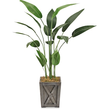 Faux 4.5' Travellers Palm Tree with Farmhouse Wood Planter - Small